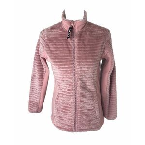 DKNY Girl's Jacket Mauve Colored Sherpa Full Zip Sport Outerwear Size Large